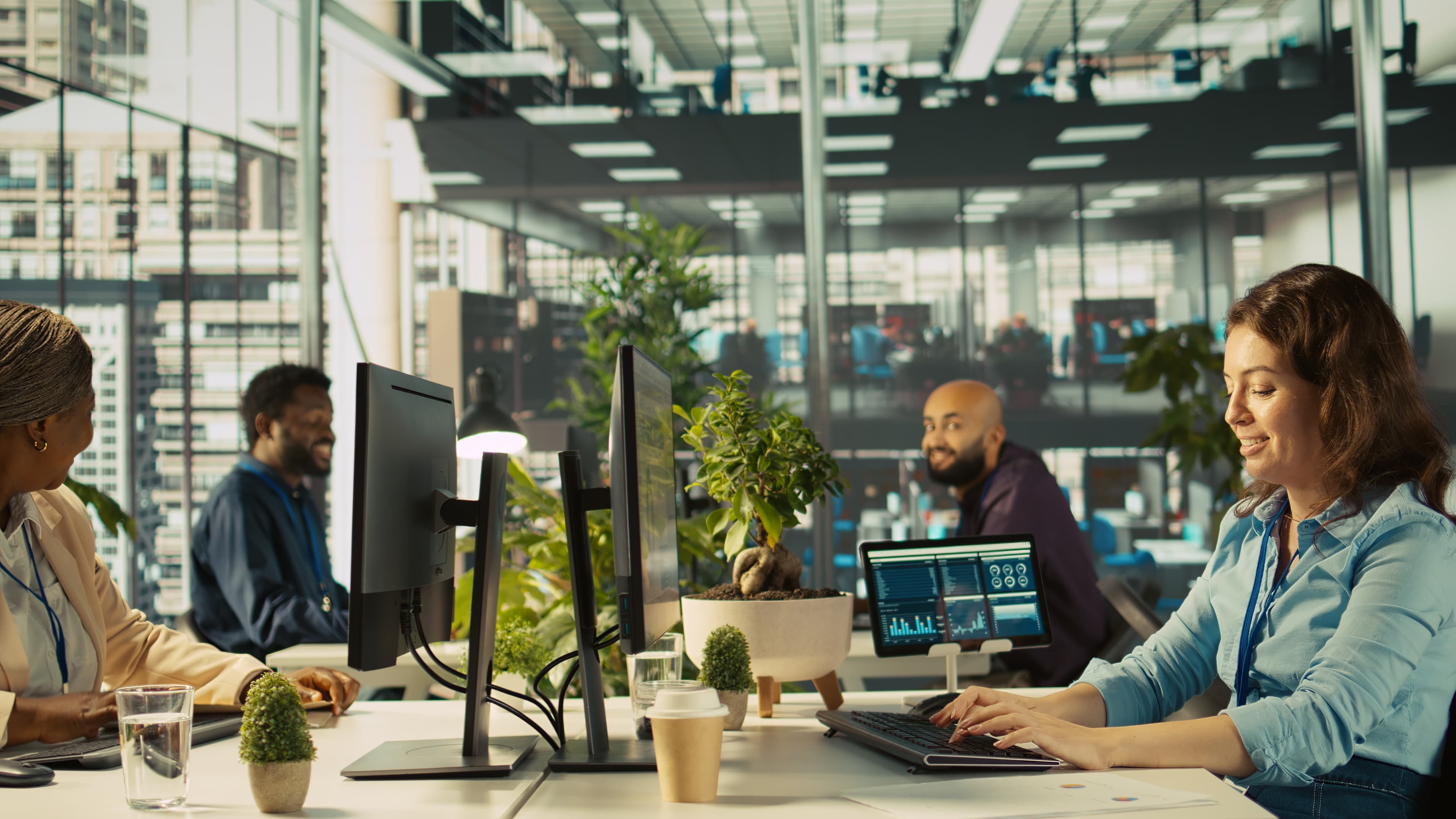 Software development team working on modern solutions