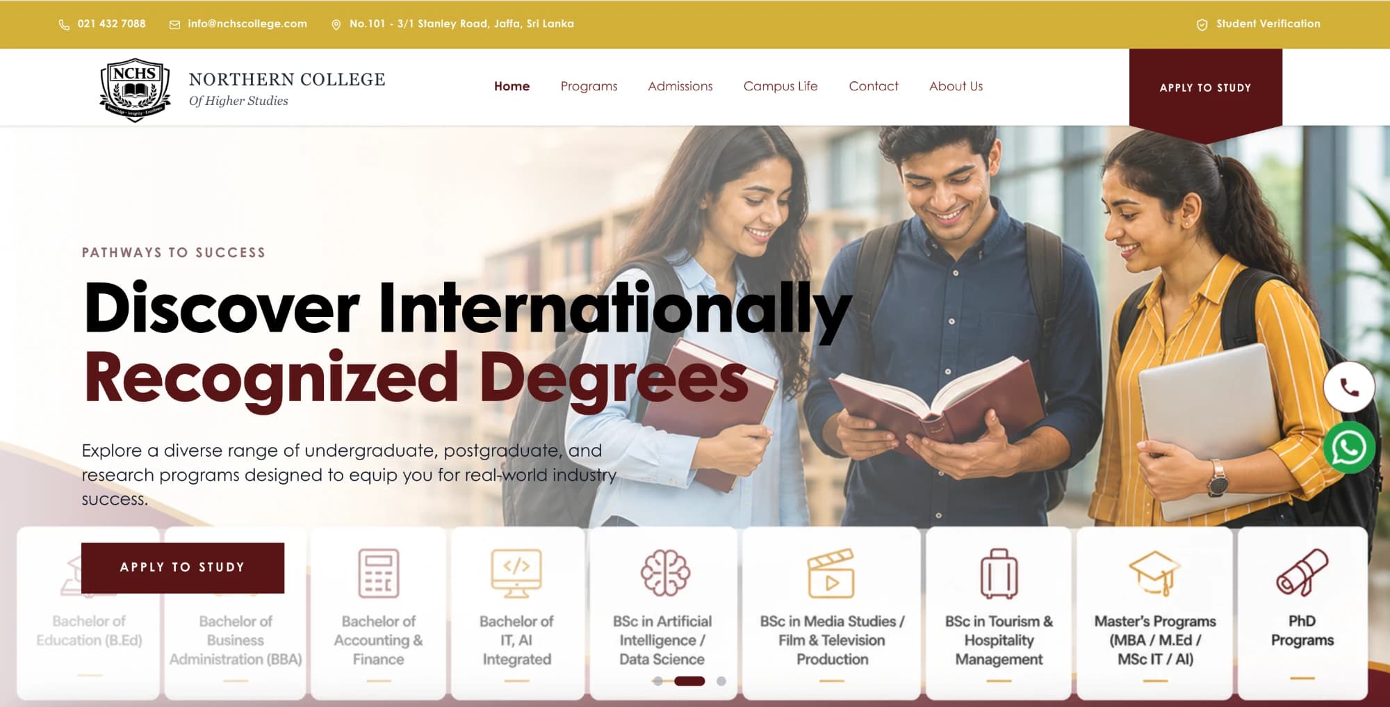 Northern College of Higher Studies website